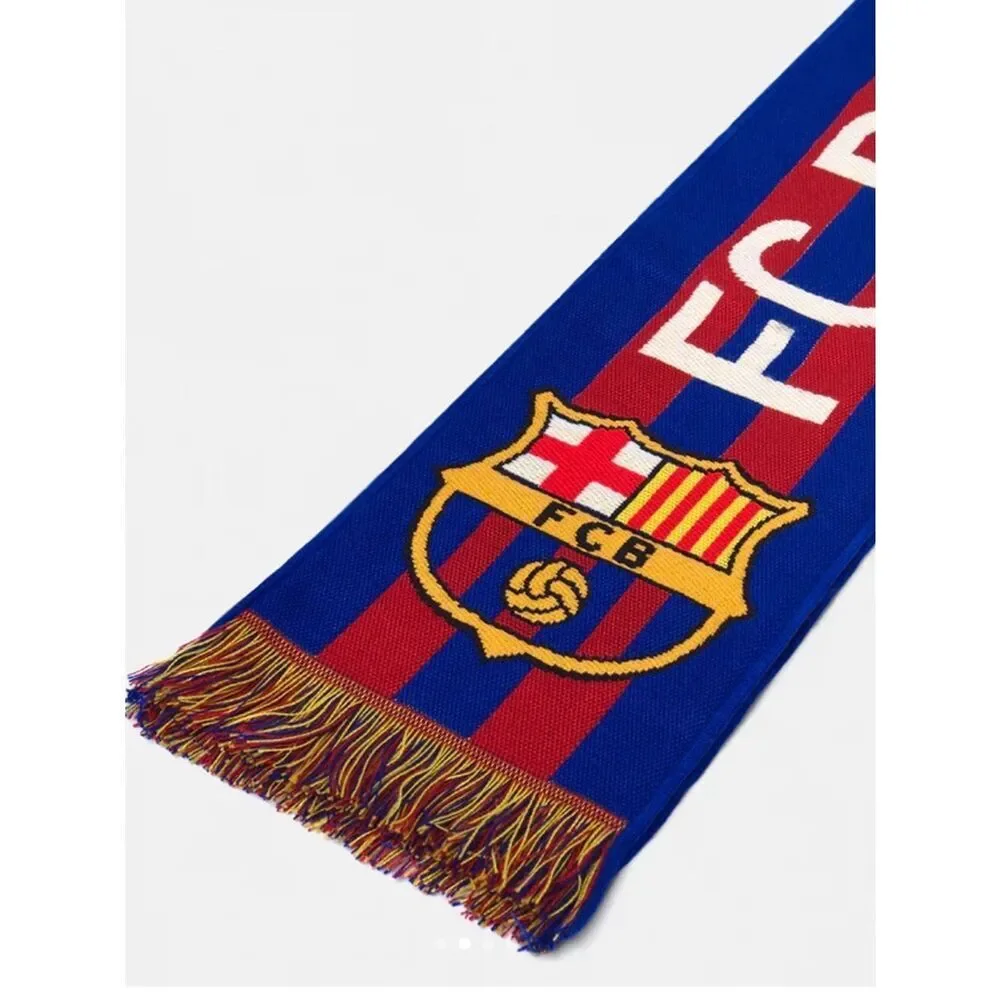 FC Barcelona Knit Scarf/Banner Official Barca Soccer/Football Team New Logo